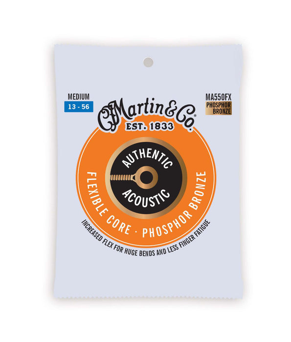 Martin MA550FX Flexible Core Phosphor Bronze Medium Acoustic Guitar Strings 13-56