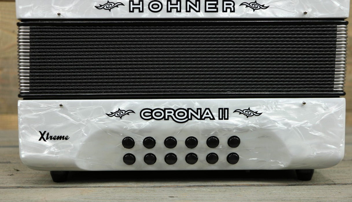 Pre-Owned Hohner Corona II Xtreme GCF Accordion, White | Used