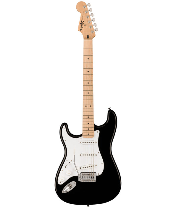 Squier Sonic Stratocaster Electric Guitar - Black, Maple Fingerboard, White Pickguard (Left-handed) | New