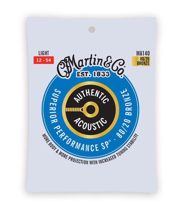 Martin MA140 12-54 Light 80/20 Bronze Authentic Acoustic Strings, 3 Packs