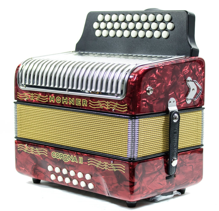 Hohner Corona II 3500 FBbEb Button Accordion - Red