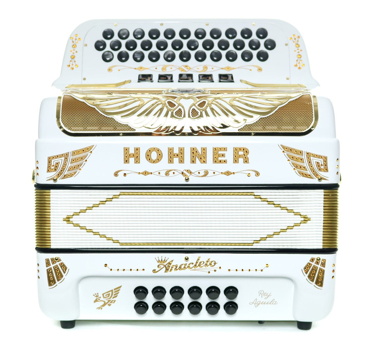 Hohner Anacleto Rey Aguila 5S FBbEb Compact Accordion White