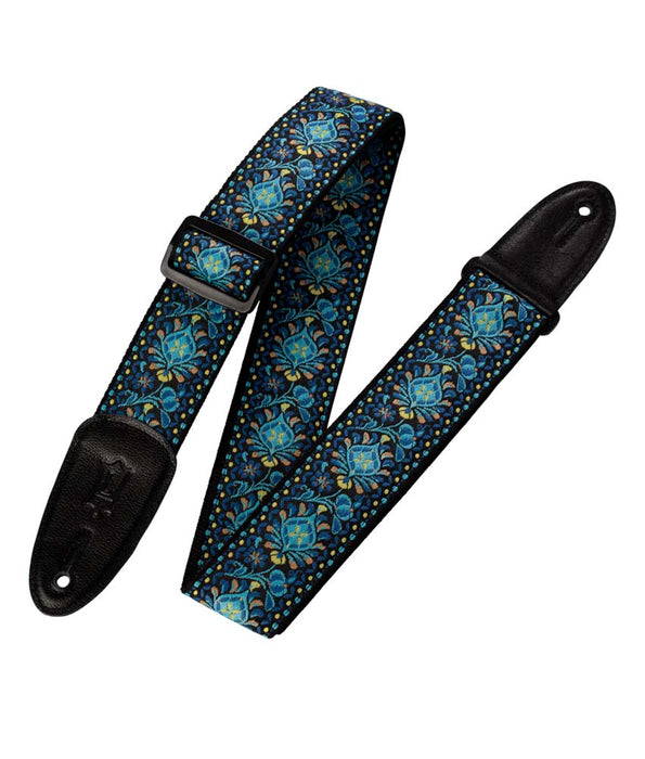 Levy's M8HT-04 2" 60's Hootenanny Jacquard Guitar Strap - Blue and Yellow Floral