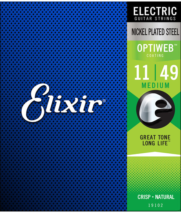 Elixir 19102 Optiweb Medium Electric Guitar Strings, .011 - .049