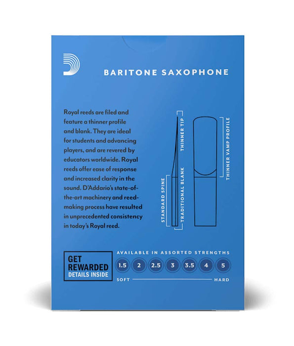 Rico by D'Addario RLB1025 2.5 Rico Royal Bari Sax Reeds - 10 Pack