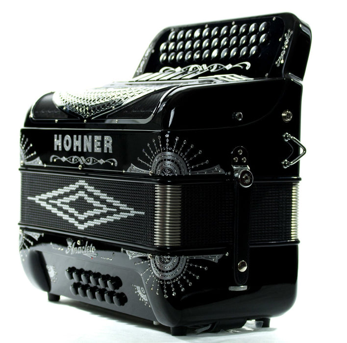 Hohner Anacleto Rey Del Norte TT FBbEb/EAD Accordion Black/Silver Hardware