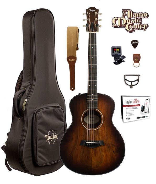 Taylor GSMini-E Koa Plus Acoustic-Electric Guitar Bundle w/ Aerocase and TaylorSense