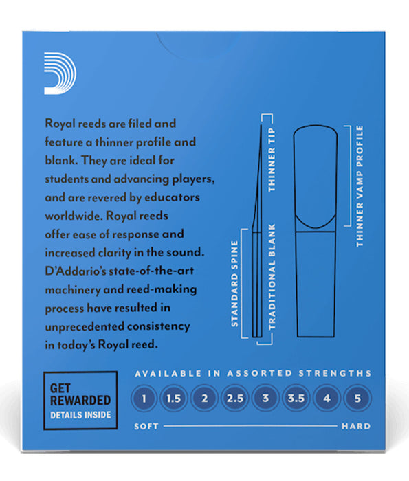 Royal by D'Addario RCB1030 Bb Clarinet Reeds, 3.0 Strength - 10 pack