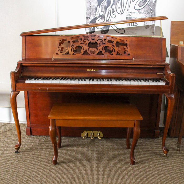 Baldwin Upright Console Piano | Carved Mahogany