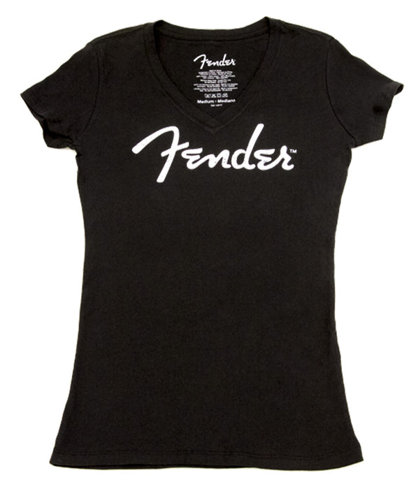 Fender Ladies Distressed Logo T-Shirt, Black, Large
