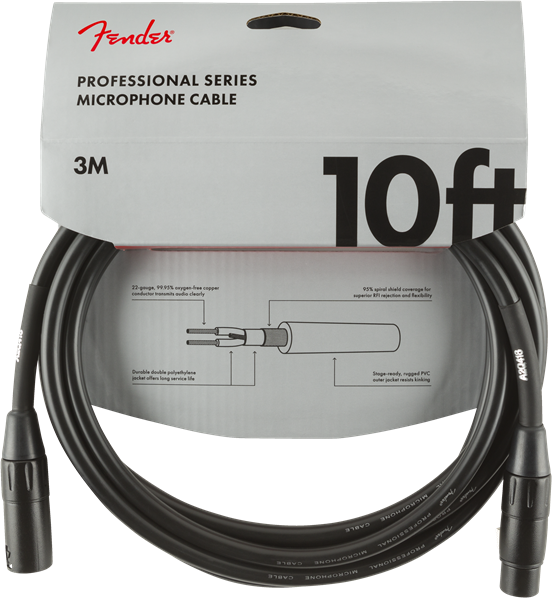 Fender Professional Series Microphone Cable, 10', Black