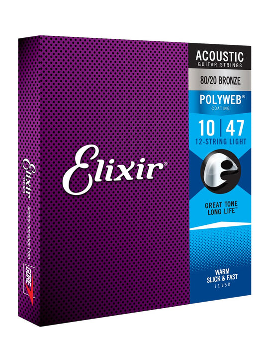 Elixir PolyWeb Light 12 String Acoustic Guitar Strings 10-47