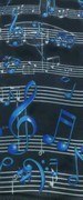 Black Scarf with Blue Clef and Musical Notes