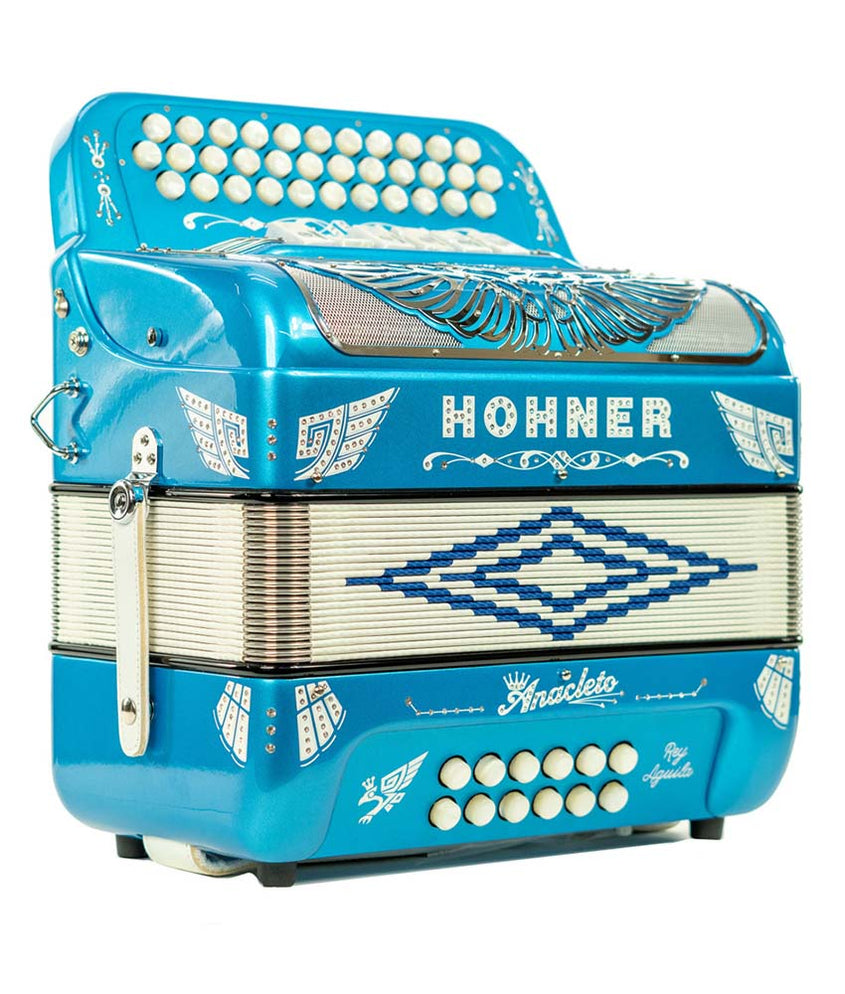 Hohner Anacleto Rey Aguila Two Tone FBE/GCF Compact Accordion - Blue ...