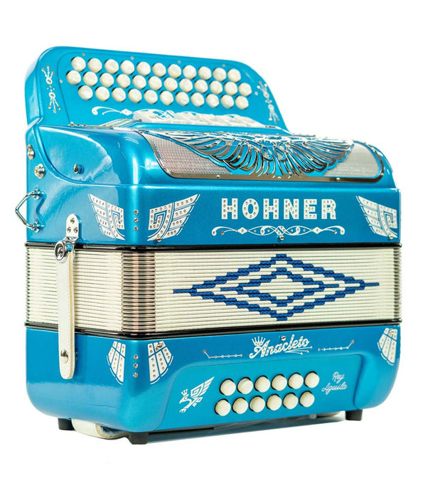 Hohner Anacleto Rey Aguila Two Tone FBbEb/GCF Compact Accordion - Blue Metallic