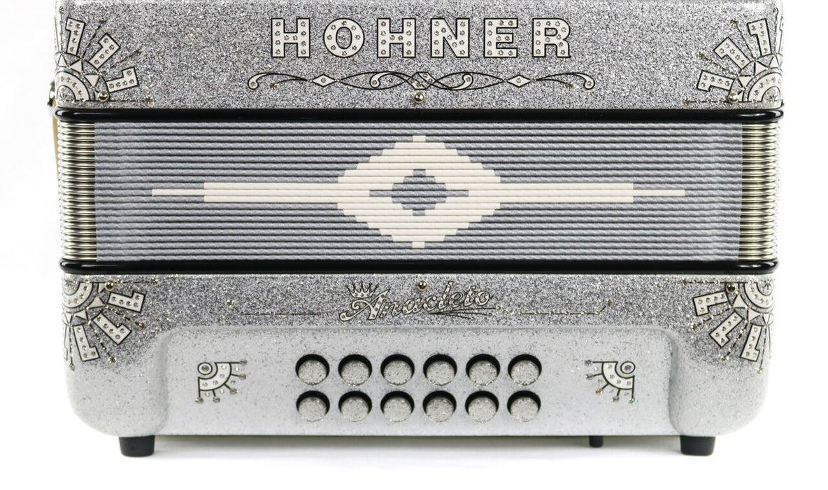 Hohner Anacleto Rey Del Norte III 5S EAD Compact Accordion - Silver Glitter