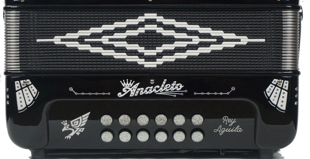 Hohner Anacleto Rey Aguila Two Tone FBE/GCF Compact Accordion Black w/Binci Reeds