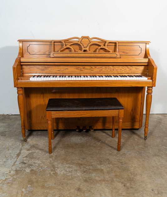 Samick JS-043M Upright Piano in Satin Oak | Serial No. JIM00042 | Used
