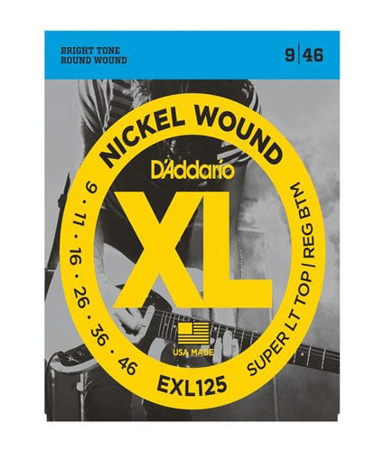 D'addario EXL125 Nickel Wound Super Light Top/ Regular Bottom 9-46