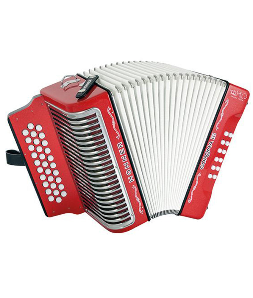 Hohner Corona III BbEbAb Emiliano Zuleta Signature Accordion, Red