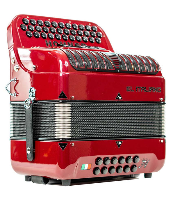 Hohner El Italiano III 5 Switch Compact FBE Accordion, Red