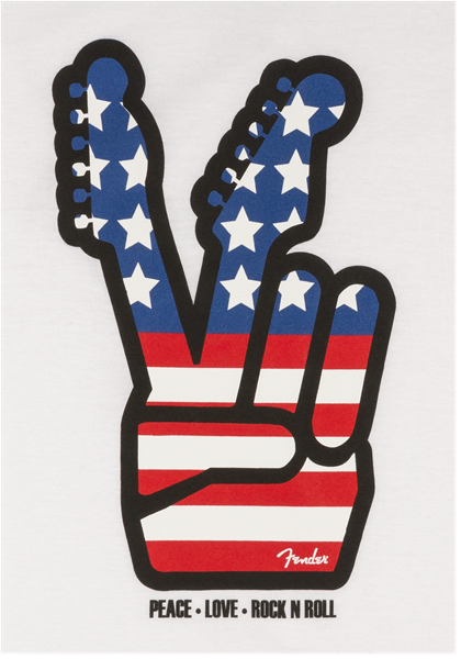Fender Peace Sign Raglan T- Shirt, Gray/Navy, Large