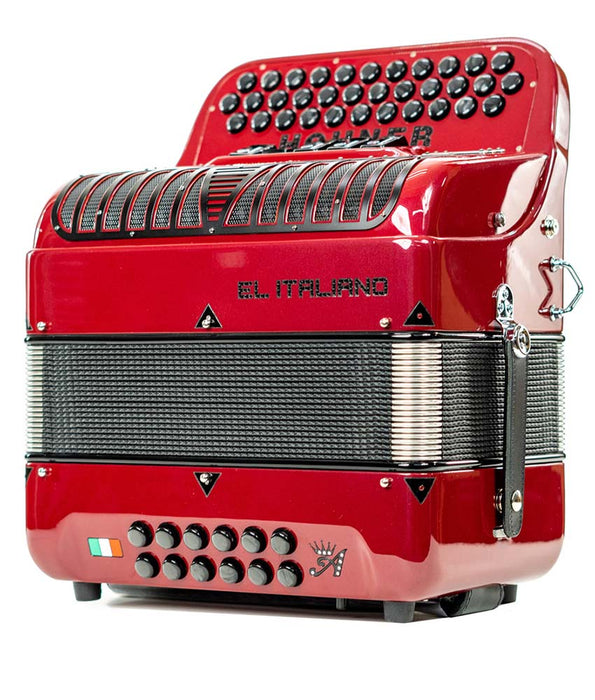 Hohner El Italiano III 5 Switch Compact GCF Accordion, Red