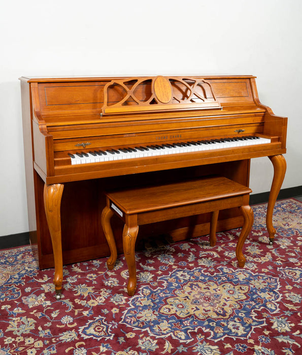 1989 Young Chang 42" F-108 Upright Piano | Satin Oak | SN: 1413513 | Used